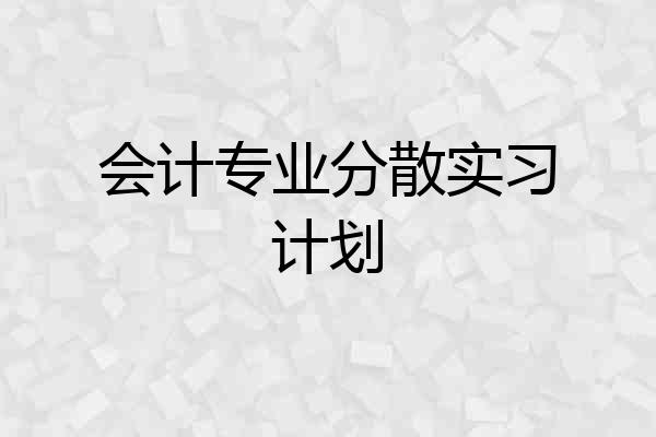 会计专业分散实习计划