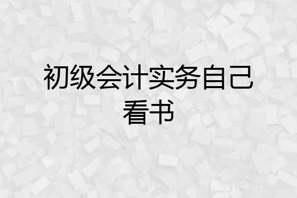 初级会计实务自己看书