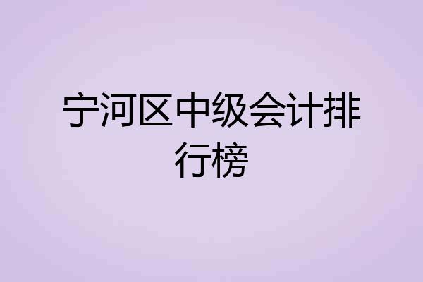 宁河区中级会计排行榜