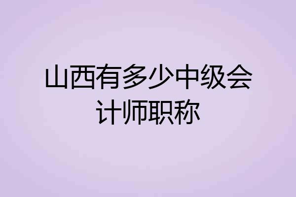 山西有多少中级会计师职称