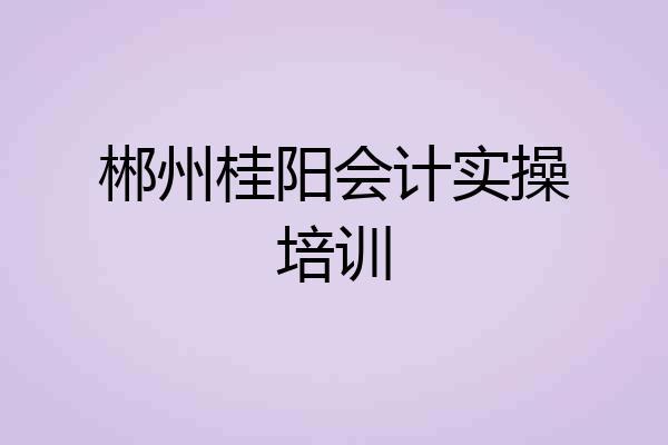 郴州桂阳会计实操培训