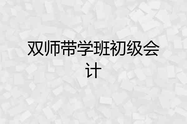 双师带学班初级会计