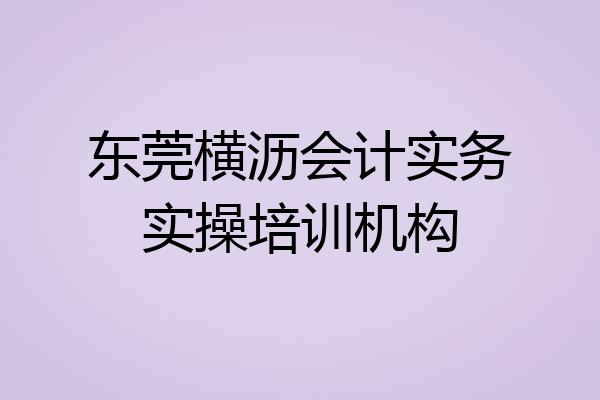 东莞横沥会计实务实操培训机构