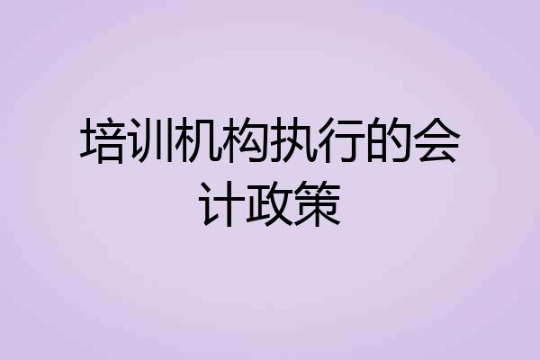 培训机构执行的会计政策
