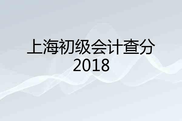 上海初级会计查分2018