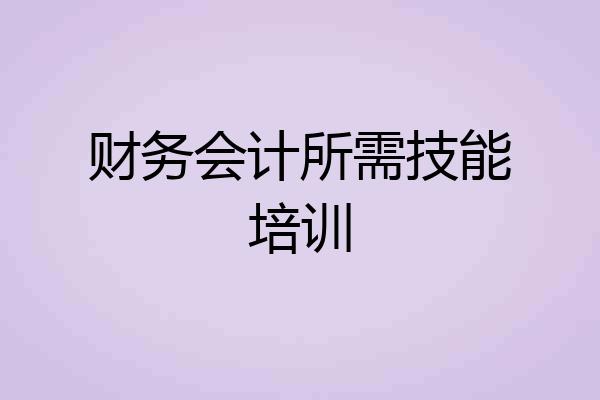 财务会计所需技能培训