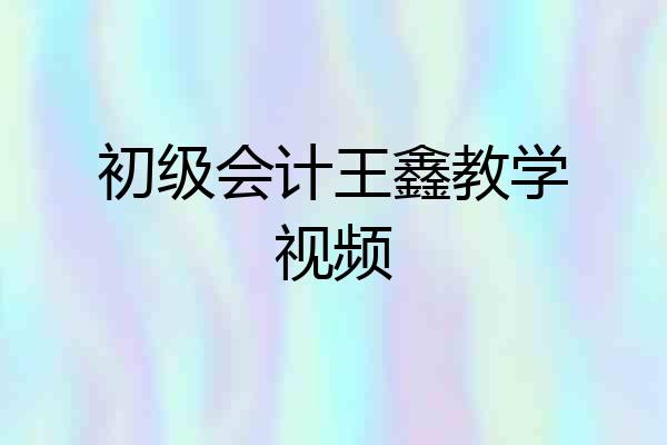 初级会计王鑫教学视频