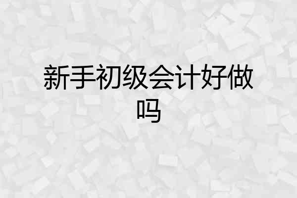 新手初级会计好做吗