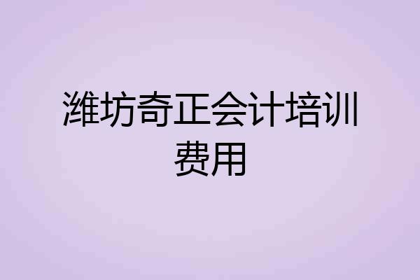 潍坊奇正会计培训费用