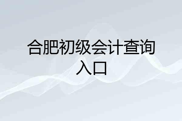合肥初级会计查询入口