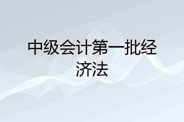 中级会计第一批经济法