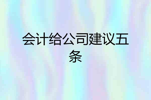 会计给公司建议五条