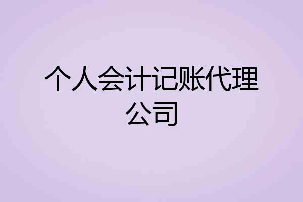 个人会计记账代理公司