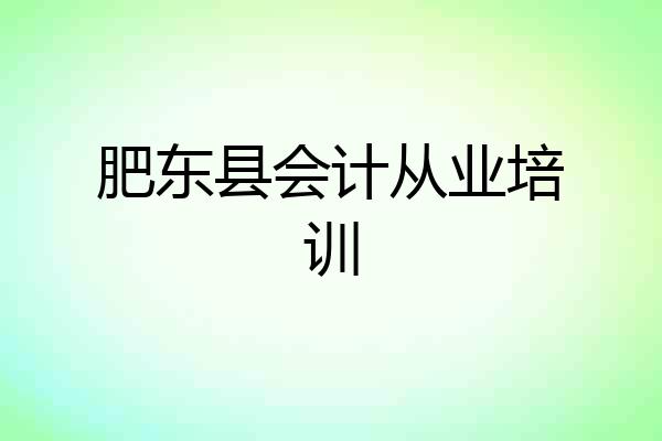 肥东县会计从业培训