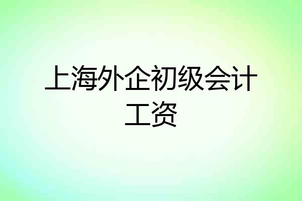 上海外企初级会计工资