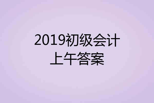 2019初级会计上午答案
