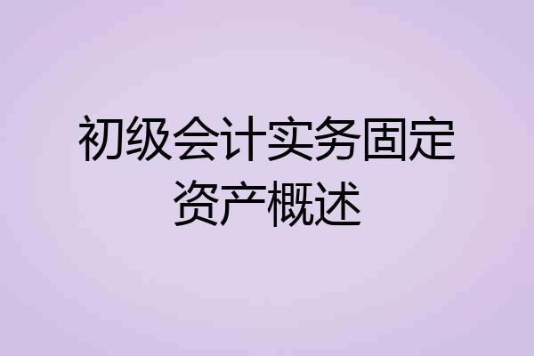 初级会计实务固定资产概述