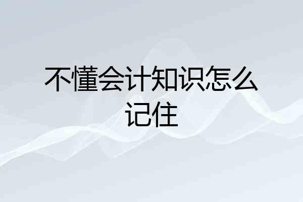 不懂会计知识怎么记住