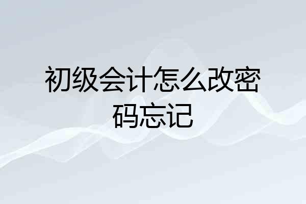 初级会计怎么改密码忘记