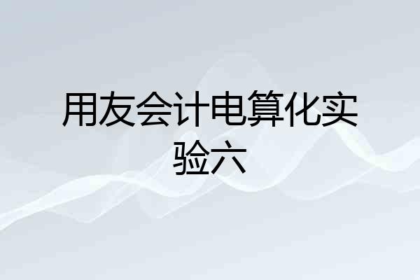用友会计电算化实验六