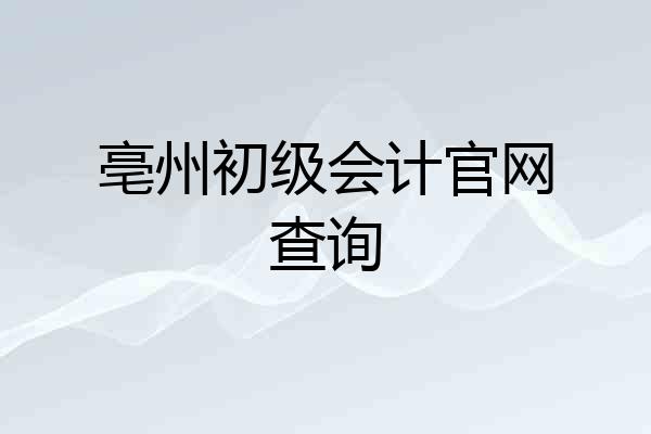亳州初级会计官网查询