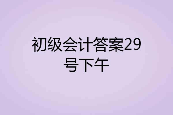 初级会计答案29号下午