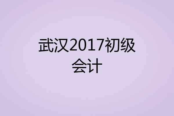 武汉2017初级会计