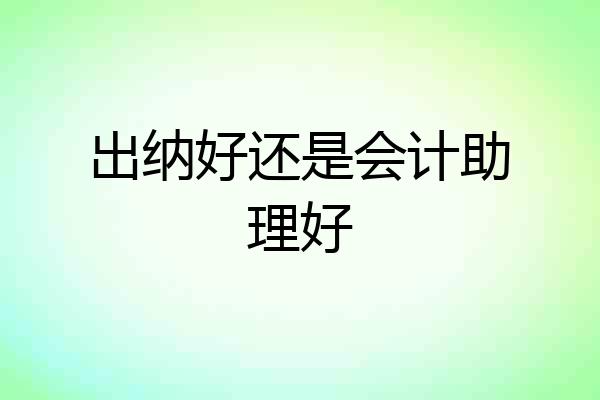 出纳好还是会计助理好