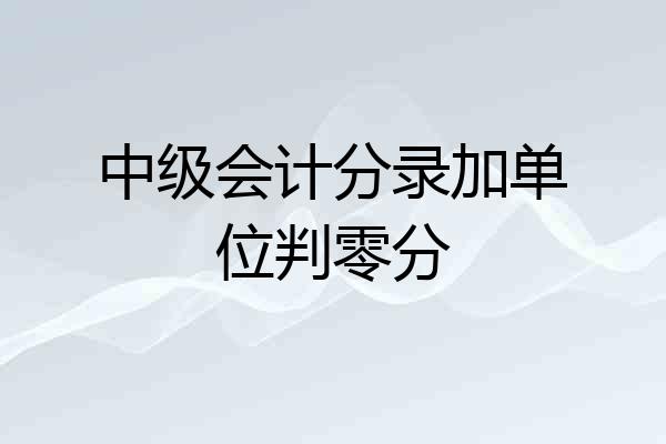 中级会计分录加单位判零分