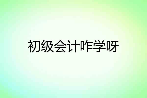 初级会计咋学呀