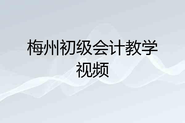 梅州初级会计教学视频