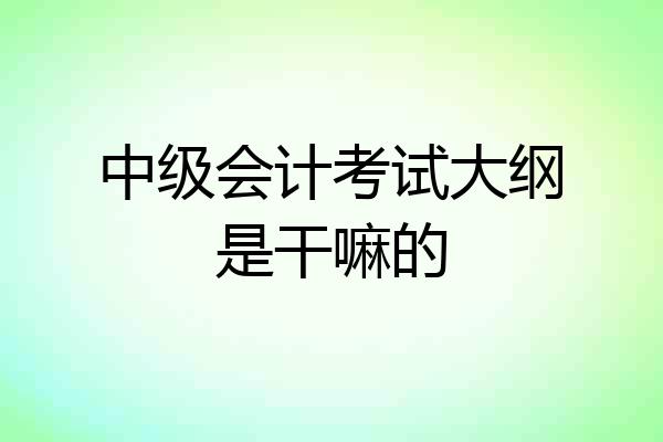 中级会计考试大纲是干嘛的