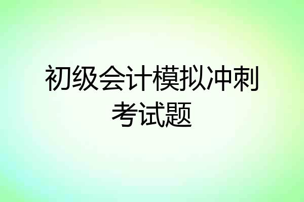 初级会计模拟冲刺考试题