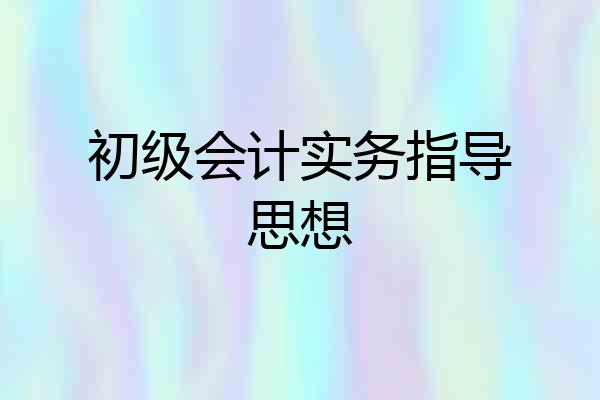 初级会计实务指导思想