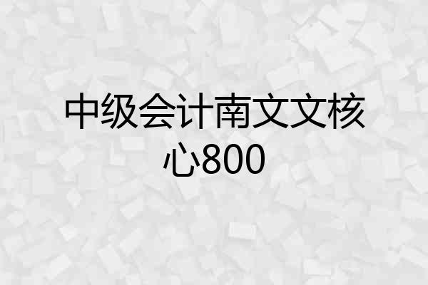 中级会计南文文核心800