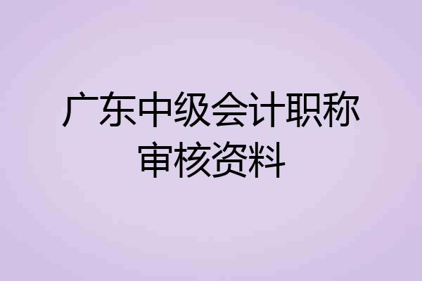 广东中级会计职称审核资料