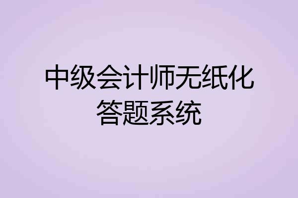 中级会计师无纸化答题系统