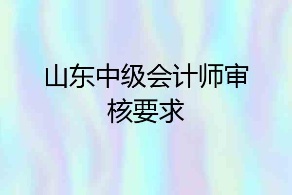 山东中级会计师审核要求