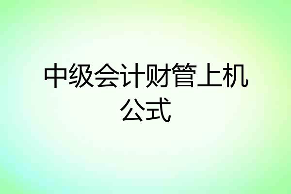 中级会计财管上机公式