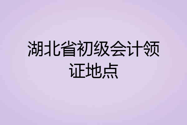 湖北省初级会计领证地点