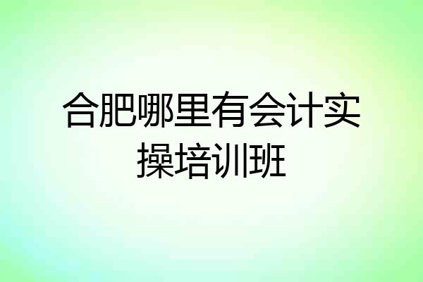 合肥哪里有会计实操培训班