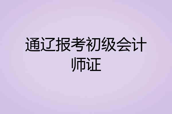 通辽报考初级会计师证
