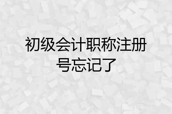 初级会计职称注册号忘记了