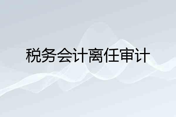 税务会计离任审计