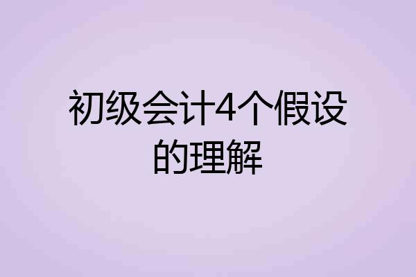 初级会计4个假设的理解