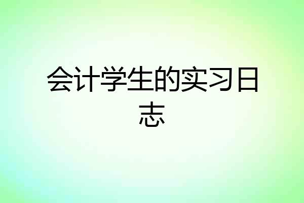 会计学生的实习日志