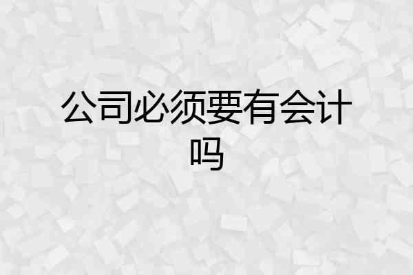 公司必须要有会计吗