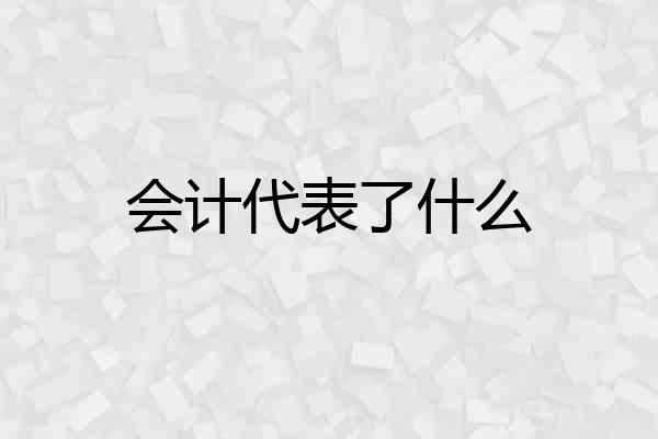 会计代表了什么