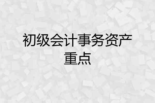初级会计事务资产重点