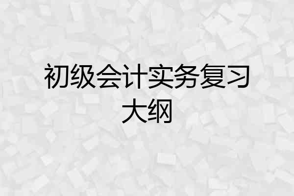 初级会计实务复习大纲
